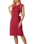 Wensy Abito Donna – Girocollo Senza Maniche, Taglio Midi con Spacco e Tasche Elegante