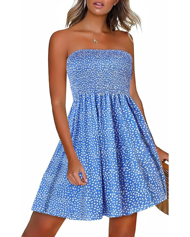 Vestito Donna Bria – Spalle Scoperte, Stampa Floreale &amp; Taglio A-Line Fluido Estivo