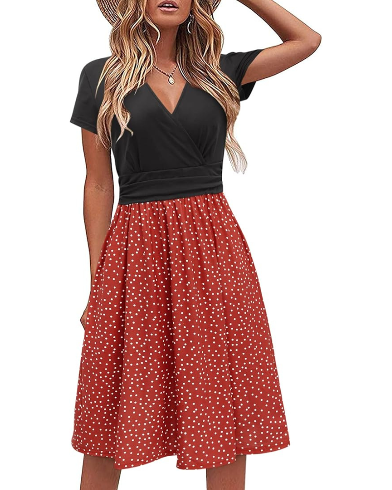 Vestito Donna Genesis – Stampa Floreale, Scollo a V Incrociato &amp; Tasche, Taglio A-Line Elegante