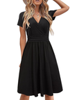 Vestito Donna Genesis – Stampa Floreale, Scollo a V Incrociato & Tasche, Taglio A-Line Elegante