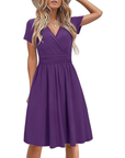 Vestito Donna Genesis – Stampa Floreale, Scollo a V Incrociato & Tasche, Taglio A-Line Elegante