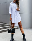Camicia oversize donna – Scollo a V con bottoni maniche lunghe