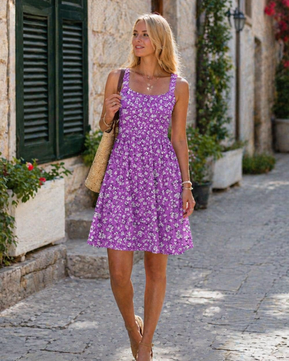 Vestito Estivo Donna Susana – Vestito Senza Maniche Vita Sottile, Scollo Quadrato e Taglio A-Line