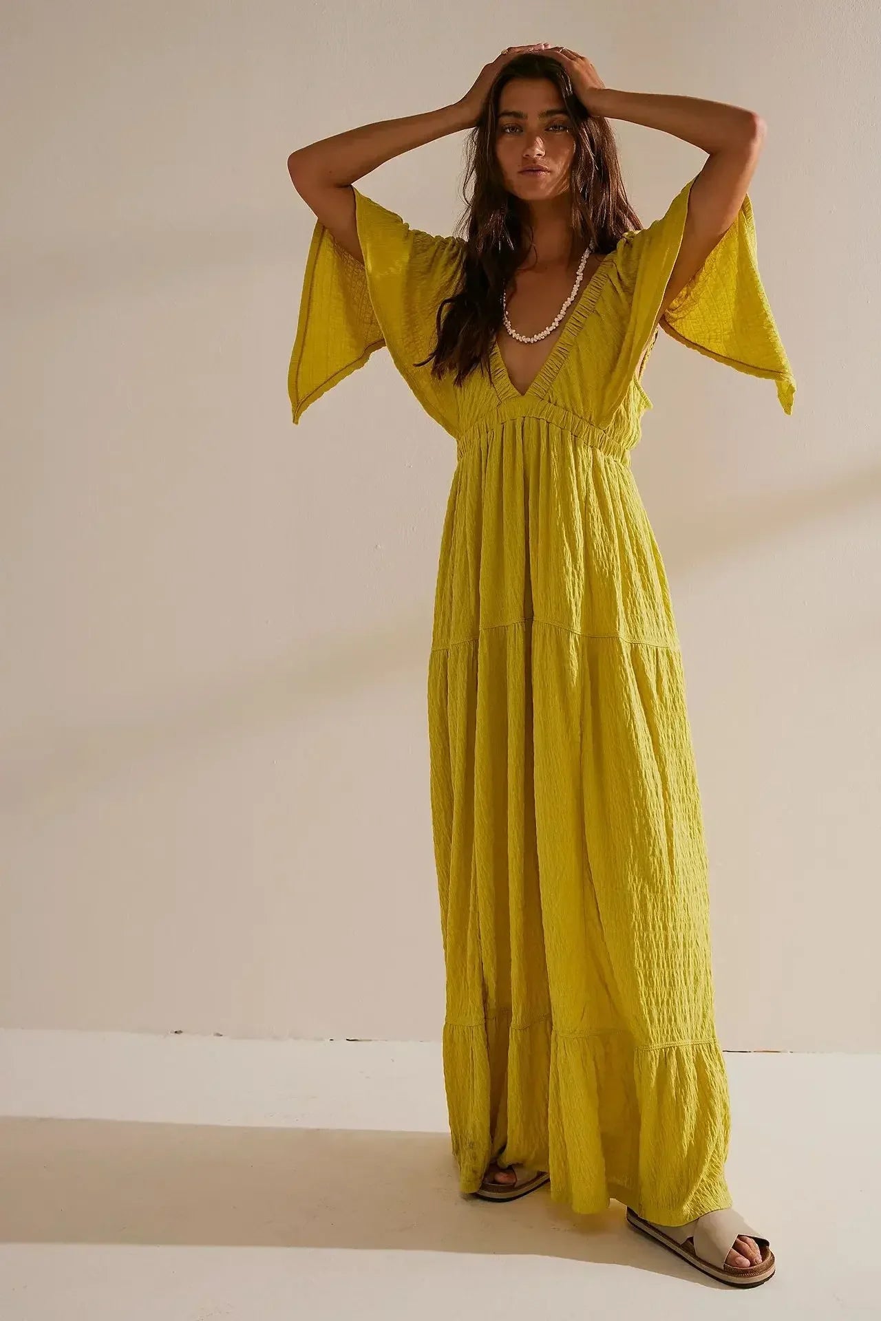 Abito lungo bohemien da donna senza schienale