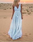 Abito lungo fluido boho da donna a pois