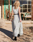 Abito lungo fluido boho da donna a pois