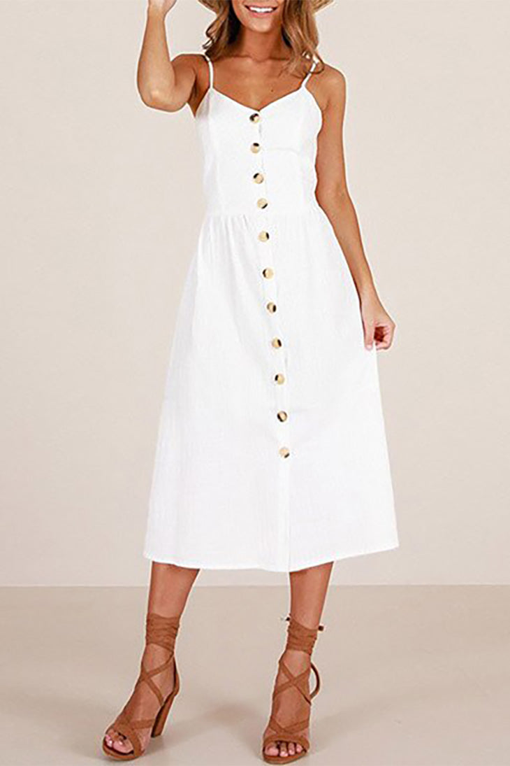 Abito midi da donna con bottoni