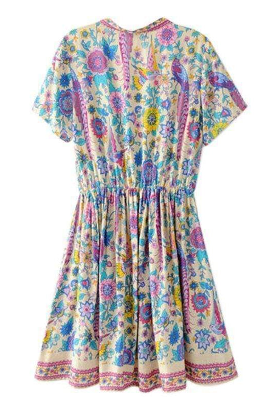 Abito Mini Donna Crema a Fiori