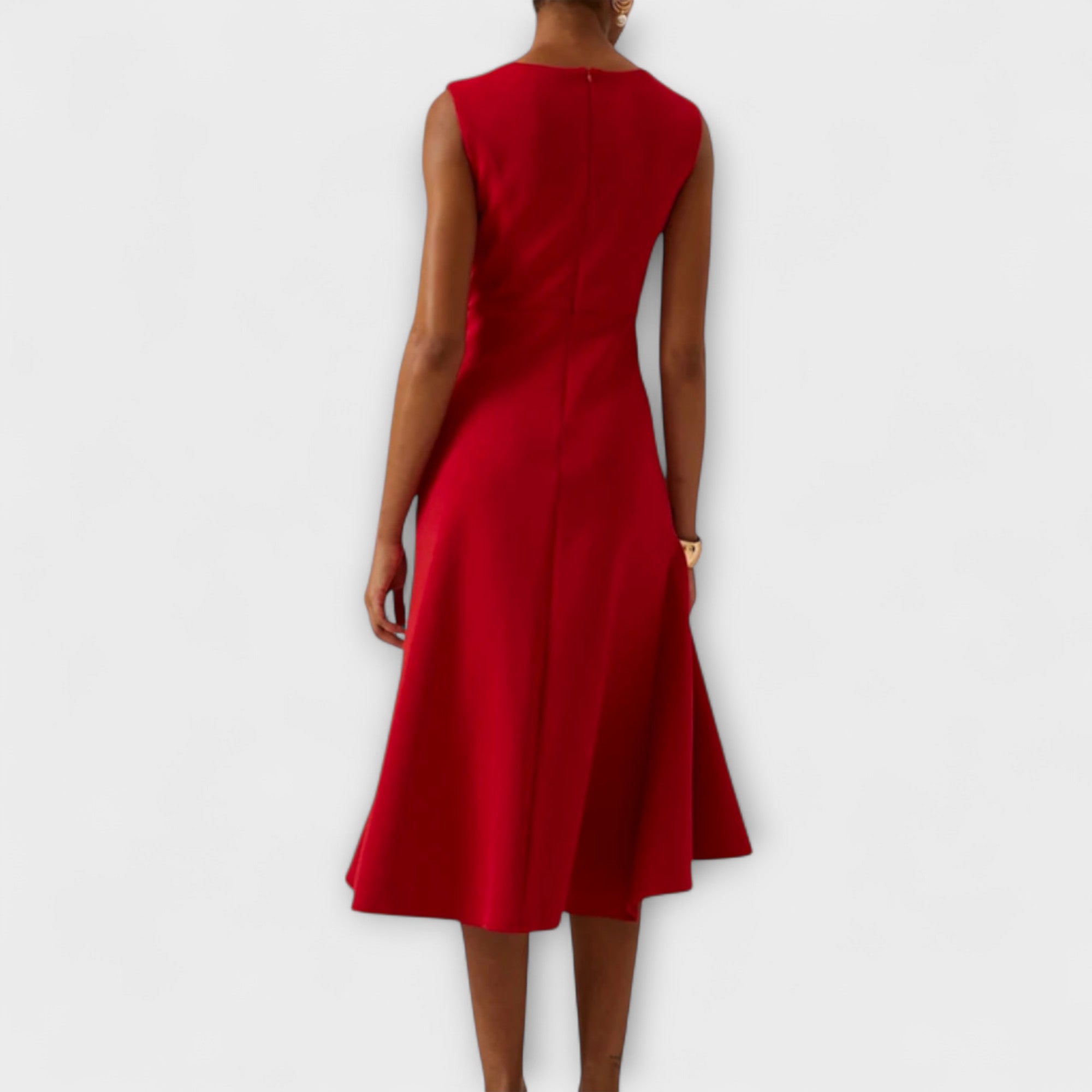 Abito midi asimmetrico drappeggiato da donna