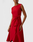 Abito midi asimmetrico drappeggiato da donna