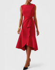 Abito midi asimmetrico drappeggiato da donna