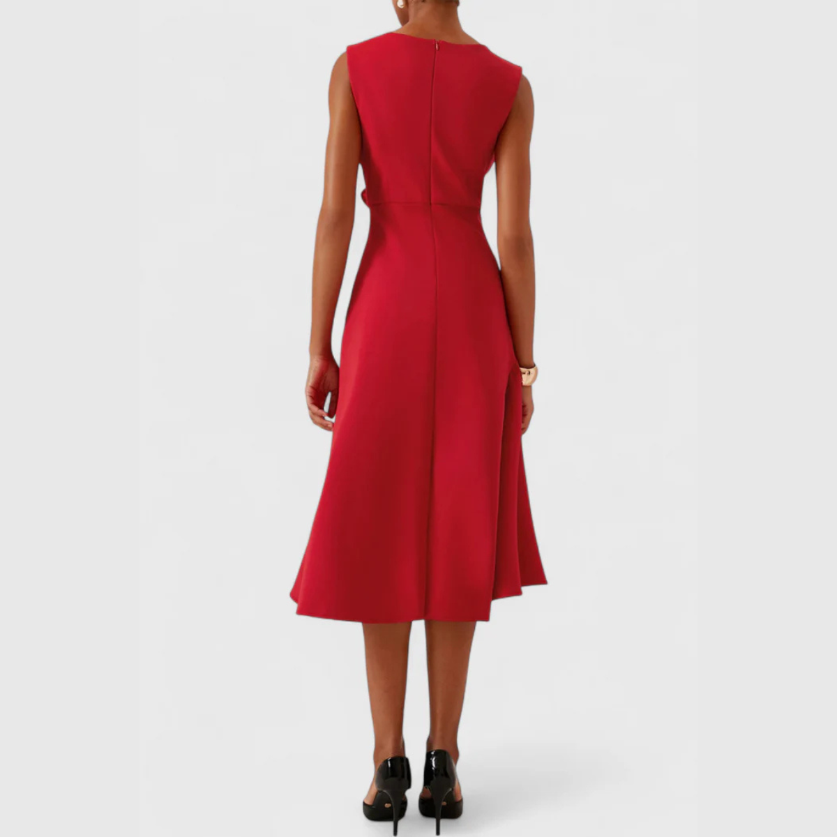 Abito midi asimmetrico drappeggiato da donna
