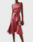 Abito midi asimmetrico drappeggiato da donna