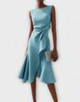 Abito midi asimmetrico drappeggiato da donna