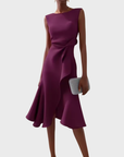 Abito midi asimmetrico drappeggiato da donna