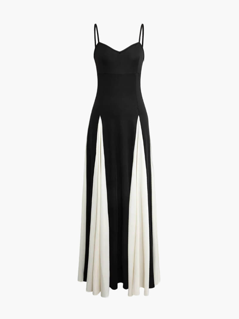 Abito lungo elegante donna bianco e nero
