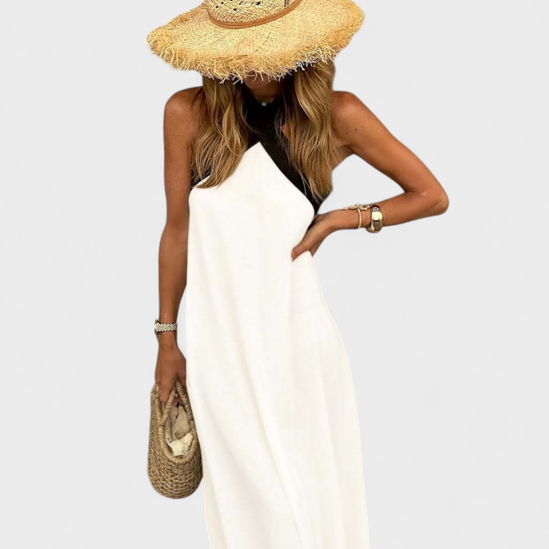 Abito lungo elegante da donna con scollo a incrocio