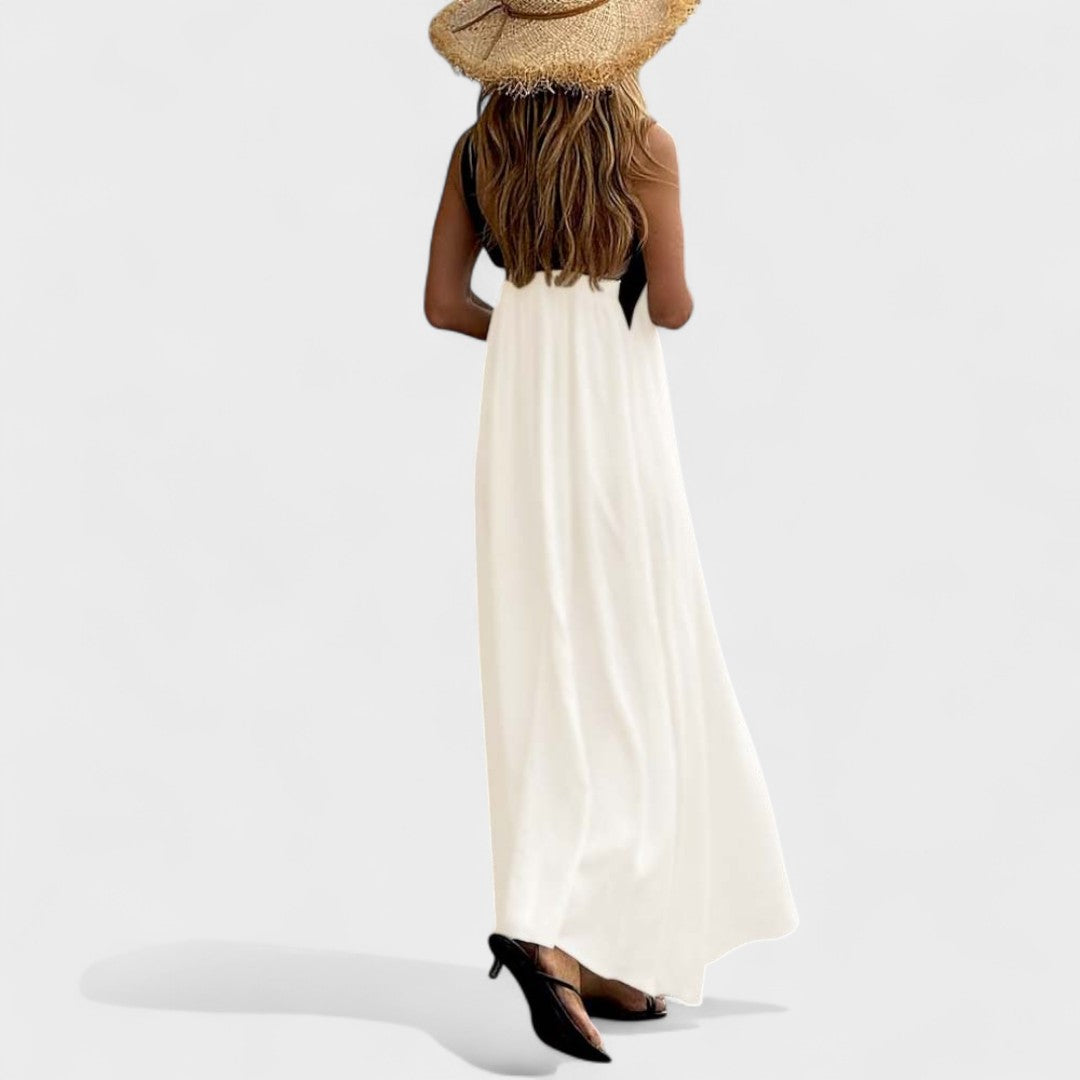 Abito lungo elegante da donna con scollo a incrocio