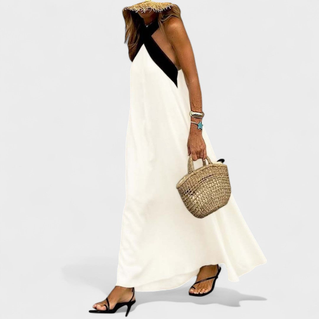 Abito lungo elegante da donna con scollo a incrocio