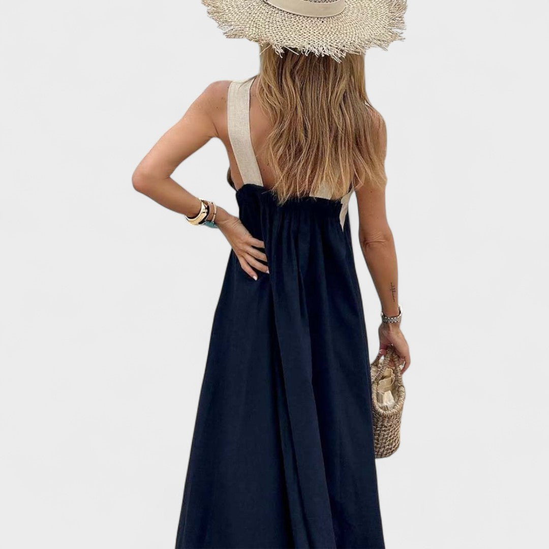 Abito lungo elegante da donna con scollo a incrocio