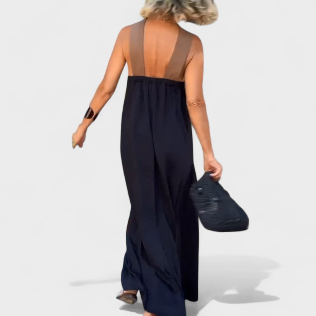 Abito lungo elegante da donna con scollo a incrocio