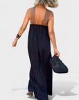 Abito lungo elegante da donna con scollo a incrocio