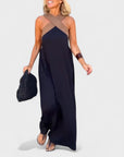 Abito lungo elegante da donna con scollo a incrocio