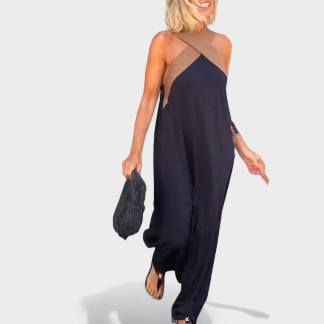 Abito lungo elegante da donna con scollo a incrocio