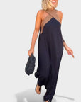 Abito lungo elegante da donna con scollo a incrocio