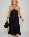 Abito lungo elegante da donna con scollo a incrocio