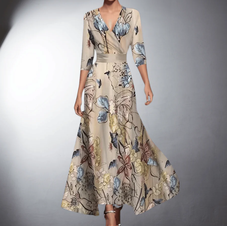 Abito lungo elegante floreale da donna