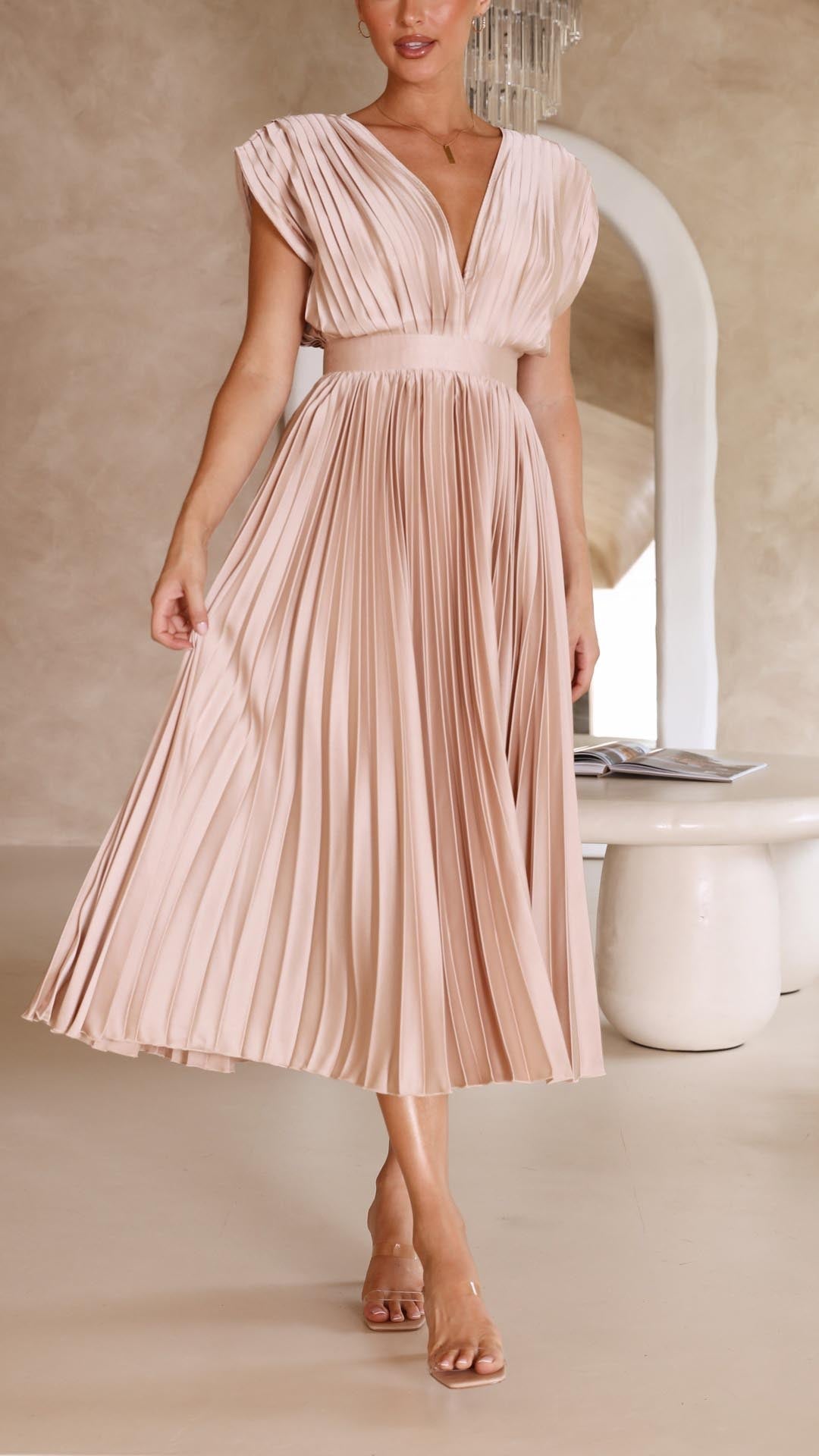 Abito lungo elegante plissettato da donna