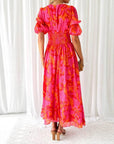 Abito lungo elegante da donna rosso rosa