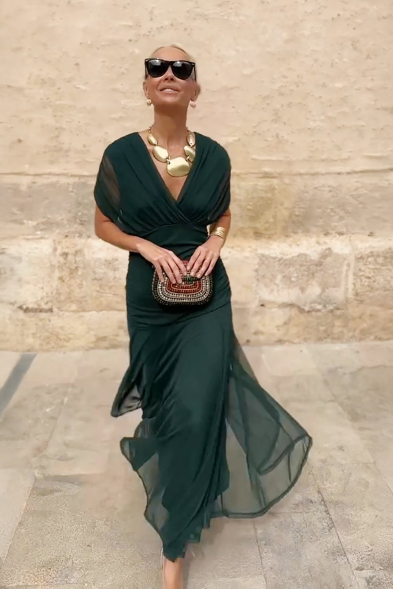 Abito lungo da donna elegante con scollo a V Fantasy per feste