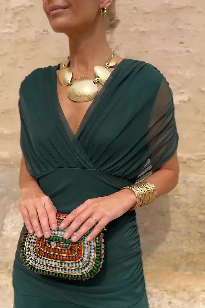 Abito lungo da donna elegante con scollo a V Fantasy per feste