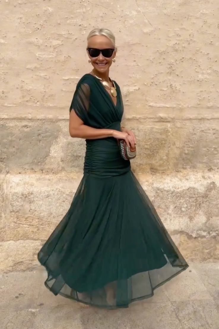 Abito lungo da donna elegante con scollo a V Fantasy per feste