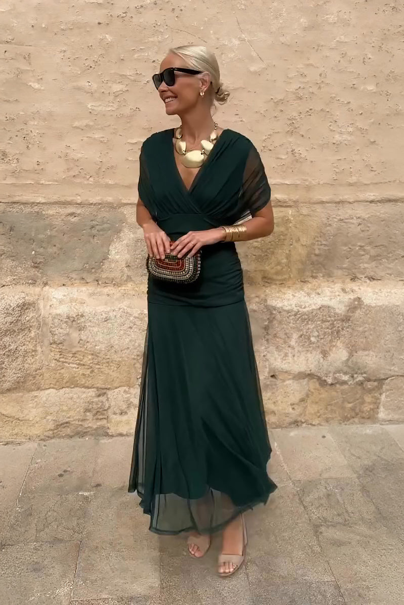 Abito lungo da donna elegante con scollo a V Fantasy per feste