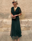 Abito lungo da donna elegante con scollo a V Fantasy per feste