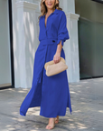 Abito lungo elegante da donna con scollo a V