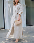 Abito lungo elegante da donna con scollo a V