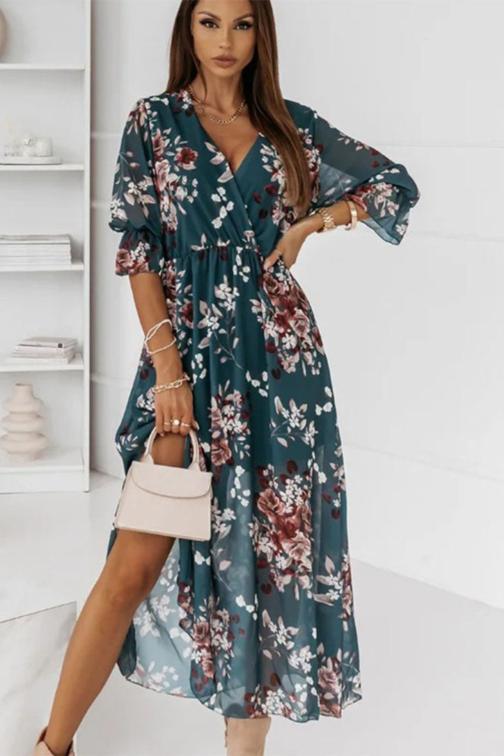 Abito lungo da donna in chiffon floreale
