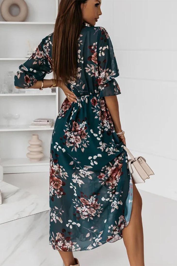 Abito lungo da donna in chiffon floreale