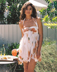 Abito corto da donna in chiffon floreale