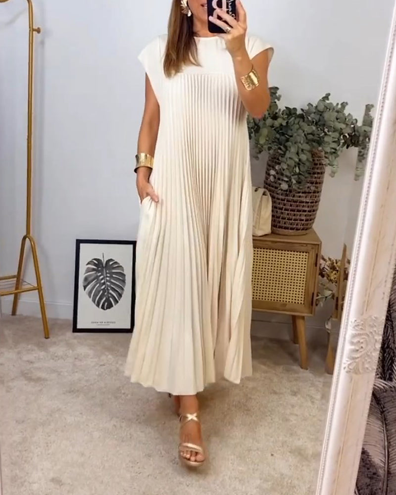Abito lungo plissettato fluido da donna per eventi cocktail