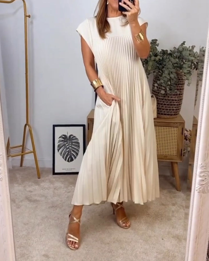 Abito lungo plissettato fluido da donna per eventi cocktail
