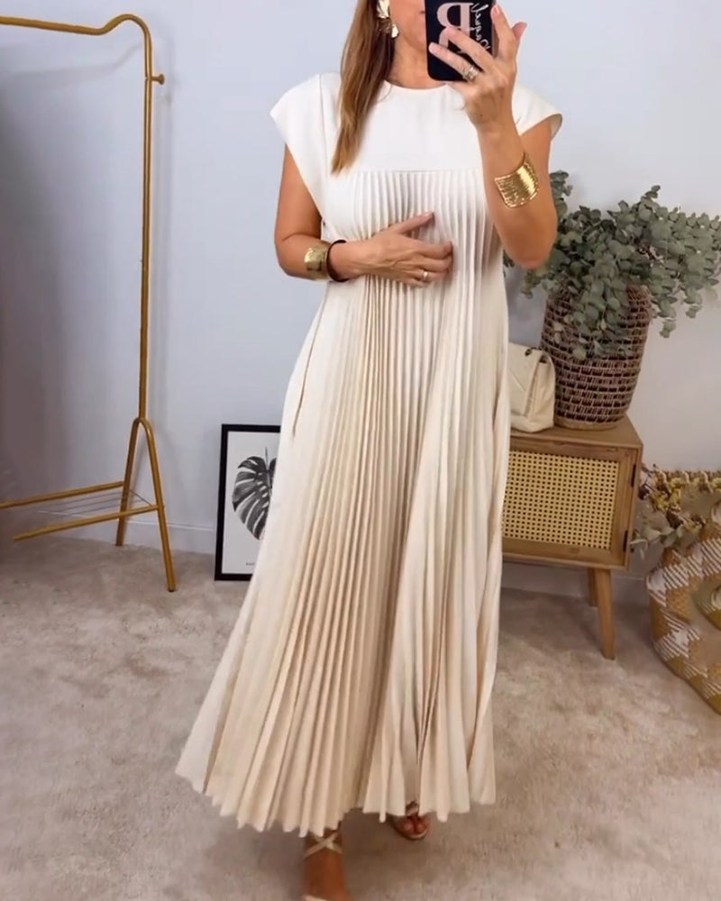 Abito lungo plissettato fluido da donna per eventi cocktail