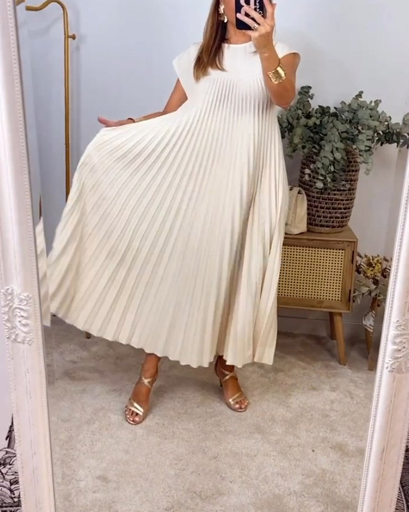 Abito lungo plissettato fluido da donna per eventi cocktail