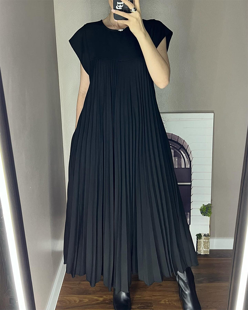 Abito lungo plissettato fluido da donna per eventi cocktail