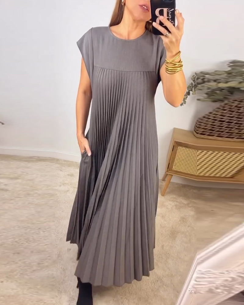 Abito lungo plissettato fluido da donna per eventi cocktail