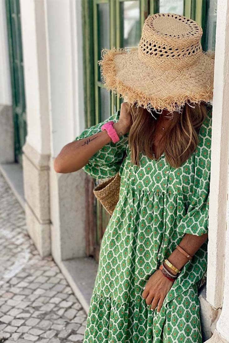 Abito lungo verde da donna